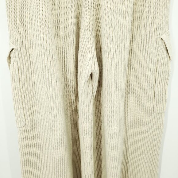 House Of CB Mckenzie Ribbed Wide Leg Utility Trousers M Oatmeal/Khaki/Natural - Picture 13 of 16
